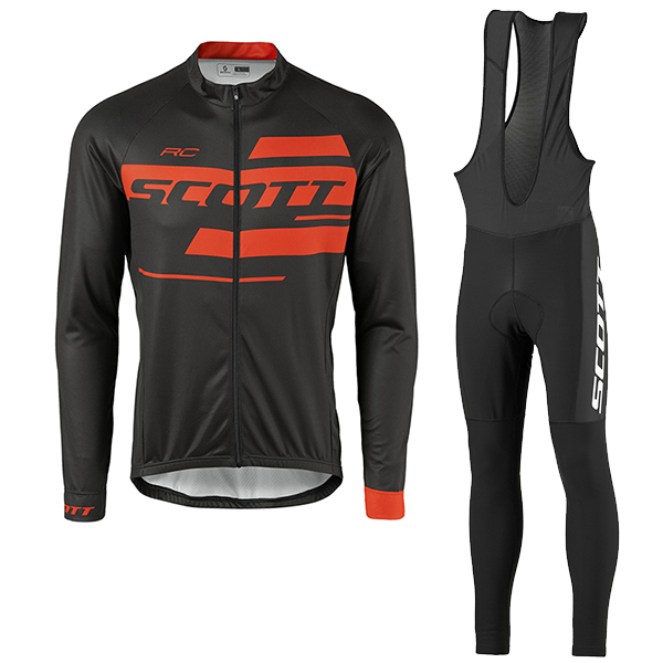 2017 Scott Rc Schwarz-Rot Fahrradbekleidung Satz Radtrikot Langarm+Lang Trägerhose Radtrikot De