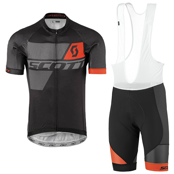 2017 Scott Schwarz Rot Fahrradbekleidung Satz Radtrikot Kurzarm+Kurz Trägerhose Radtrikot De