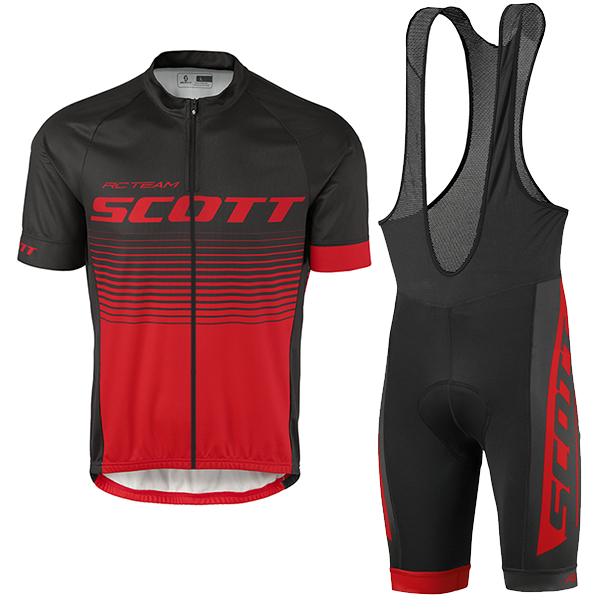 2017 Scott Rc Schwarz Rot Fahrradbekleidung Satz Radtrikot Kurzarm+Kurz Trägerhose Radtrikot De