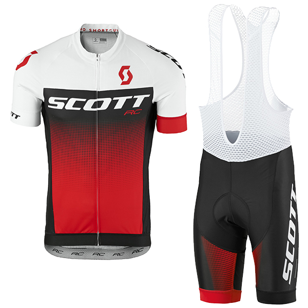 2017 Scott Rc Weiß Schwarz Rot Fahrradbekleidung Satz Radtrikot Kurzarm+Kurz Trägerhose Radtrikot De