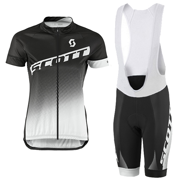 2017 Scott Damen Schwarz Weiß Fahrradbekleidung Satz Radtrikot Kurzarm+Kurz Trägerhose Radtrikot De
