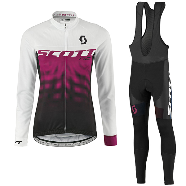 2017 Scott Rc Damen Weiß lila Fahrradbekleidung Satz Radtrikot Langarm+Lang Trägerhose Radtrikot De