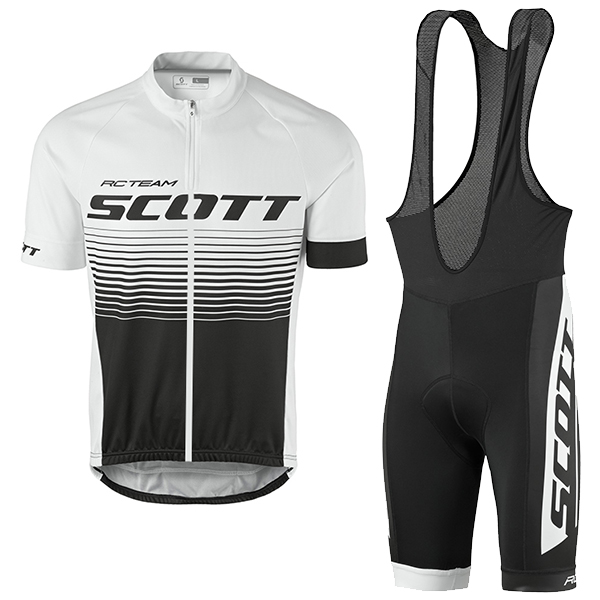 2017 Scott Rc Weiß Schwarz Fahrradbekleidung Satz Radtrikot Kurzarm+Kurz Trägerhose Radtrikot De