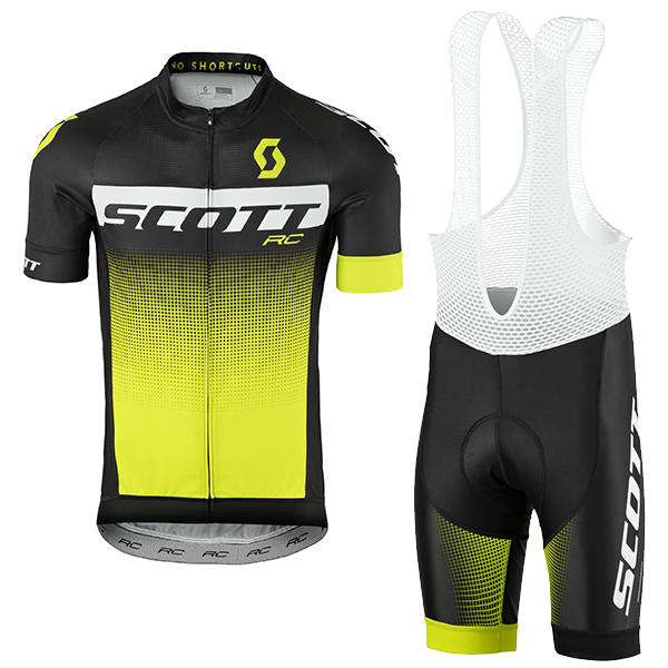 2017 Scott Rc Schwarz Weiß Gelb Fahrradbekleidung Satz Radtrikot Kurzarm+Kurz Trägerhose Radtrikot De
