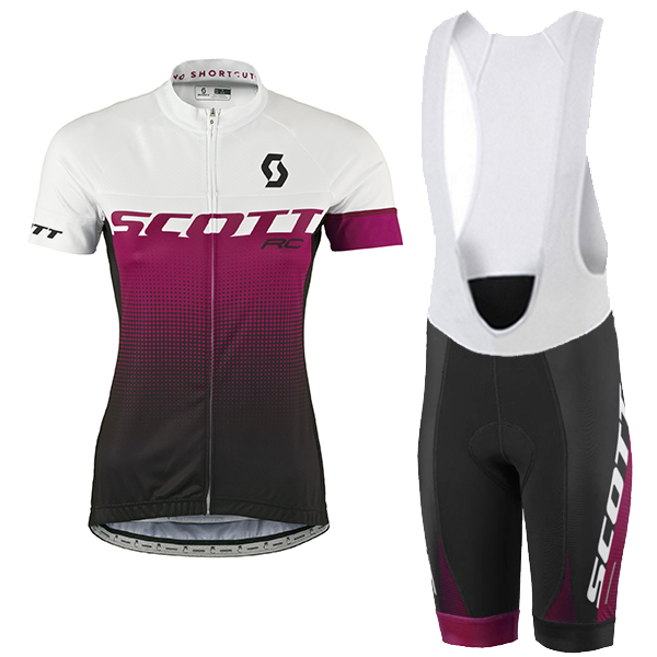 2017 Scott Damen Weiß violett Fahrradbekleidung Satz Radtrikot Kurzarm+Kurz Trägerhose Radtrikot De