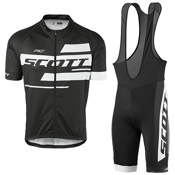 2017 Scott Rc Schwarz-Weiß Fahrradbekleidung Satz Radtrikot Kurzarm+Kurz Trägerhose Radtrikot De