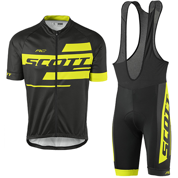2017 Scott Rc Schwarz Gelb Fahrradbekleidung Satz Radtrikot Kurzarm+Kurz Trägerhose Radtrikot De