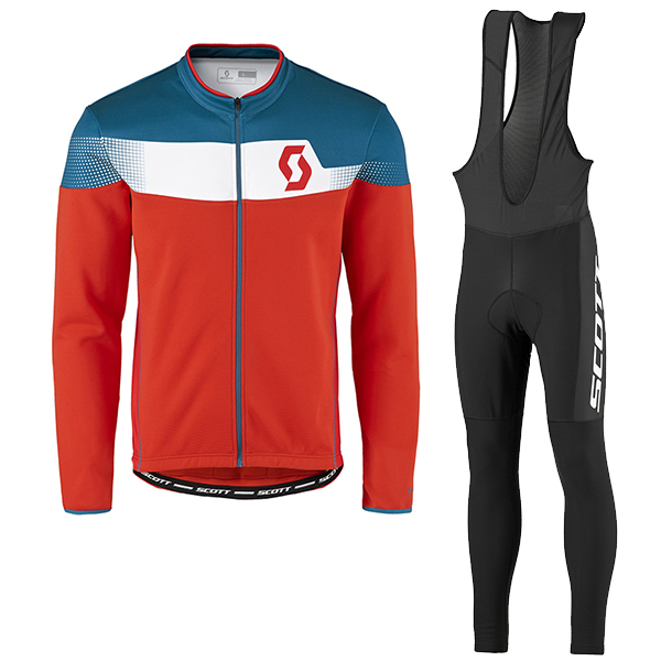 2017 Scott Rc Blau Rot Fahrradbekleidung Satz Radtrikot Langarm+Lang Trägerhose Radtrikot De