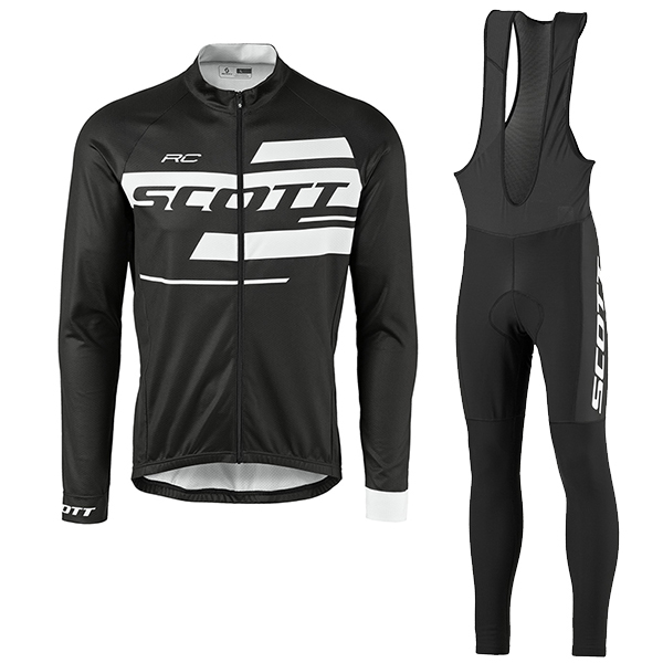 2017 Scott Rc Schwarz-Weiß Fahrradbekleidung Satz Radtrikot Langarm+Lang Trägerhose Radtrikot De