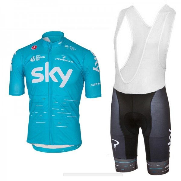 2017 Sky Pro Fahrradbekleidung Satz Radtrikot Kurzarm+Kurz Trägerhose Blau Radtrikot De
