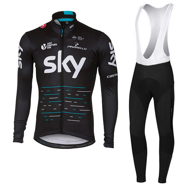 Sky Pro Schwarz 2017 Fahrradbekleidung Satz Radtrikot Langarm+Lang Trägerhose Radtrikot De
