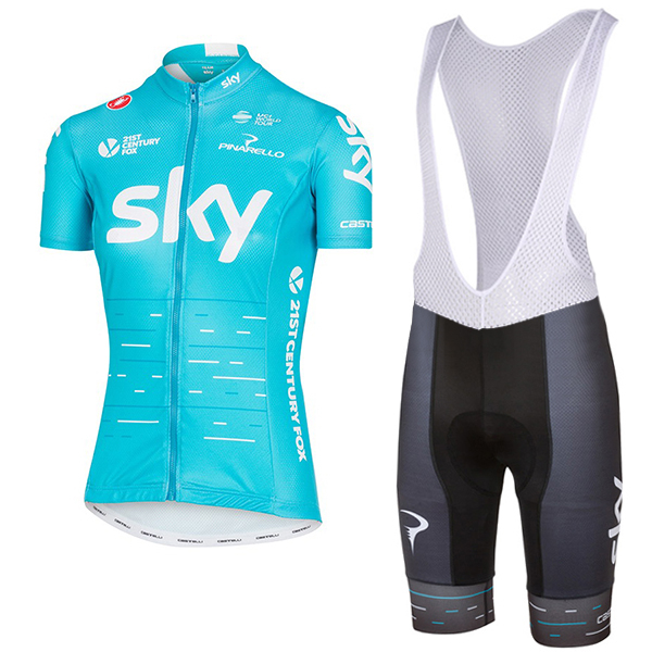 Sky Pro Damen 2017 Blau Fahrradbekleidung Satz Radtrikot Kurzarm+Kurz Trägerhose Radtrikot De