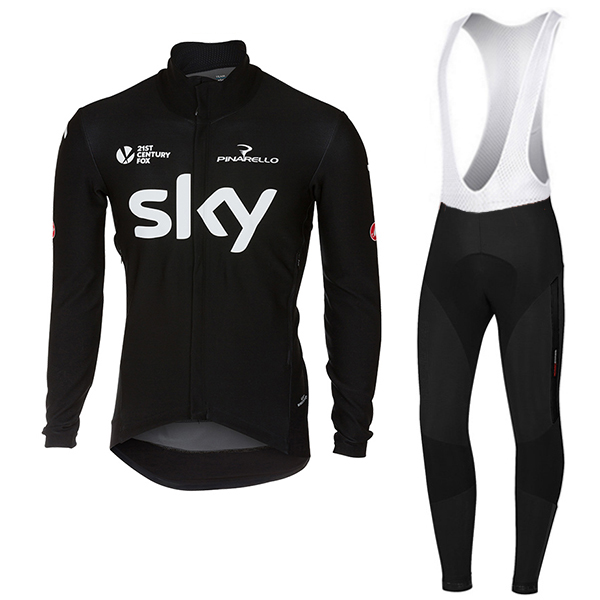 Sky Pro Schwarz 2017 Gabba Fahrradbekleidung Satz Radtrikot Langarm+Lang Trägerhose Radtrikot De