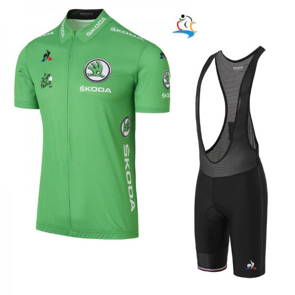 2017 Tour de France Grün Fahrradbekleidung Satz Radtrikot Kurzarm+Kurz Trägerhose Schwarz Radtrikot De