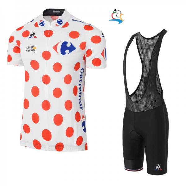 2017 Tour de France Polka Dot Fahrradbekleidung Satz Radtrikot Kurzarm+Kurz Trägerhose Schwarz Radtrikot De