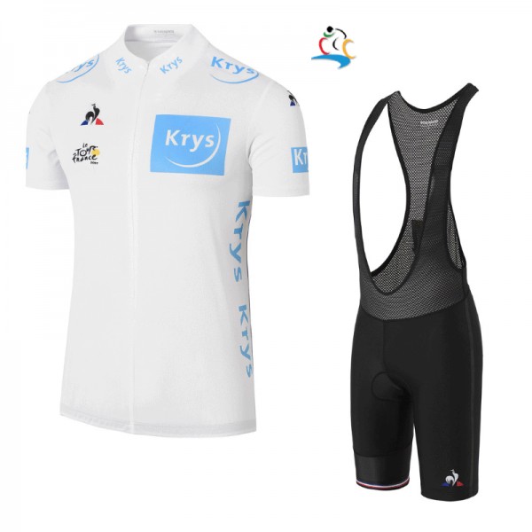 2017 Tour de France Weiß Fahrradbekleidung Satz Radtrikot Kurzarm+Kurz Trägerhose Schwarz Radtrikot De