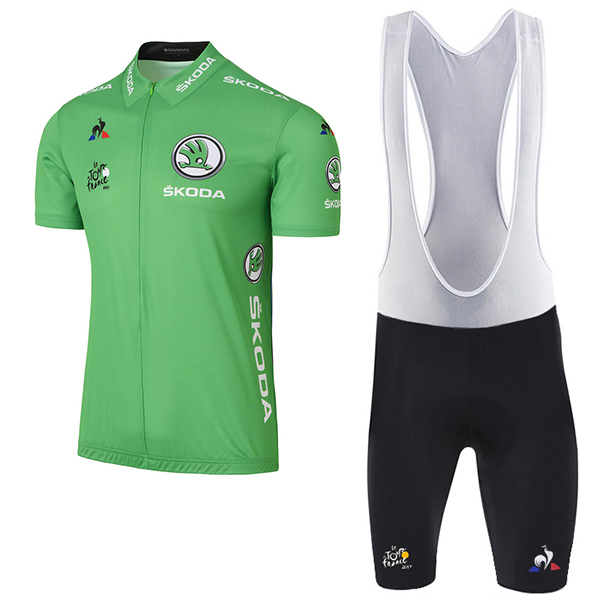 2017 Tour de France Grün Fahrradbekleidung Satz Radtrikot Kurzarm+Kurz Trägerhose Radtrikot De