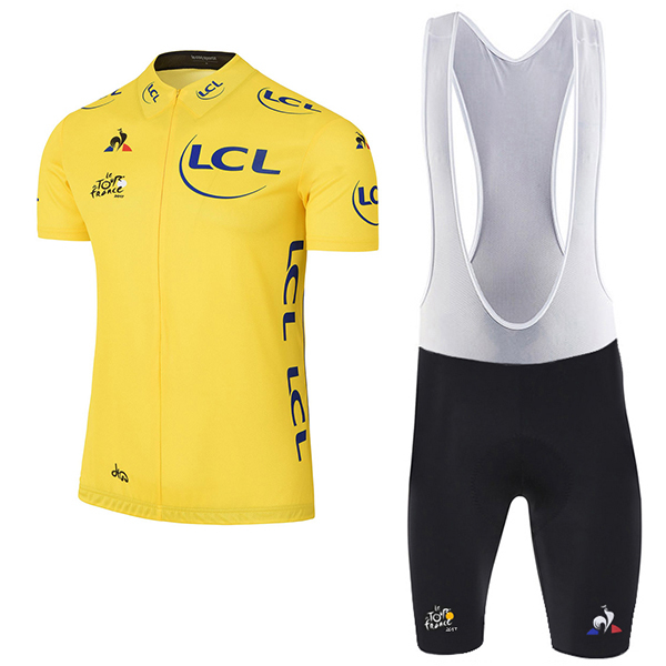 2017 Tour de France Gelb Fahrradbekleidung Satz Radtrikot Kurzarm+Kurz Trägerhose Radtrikot De