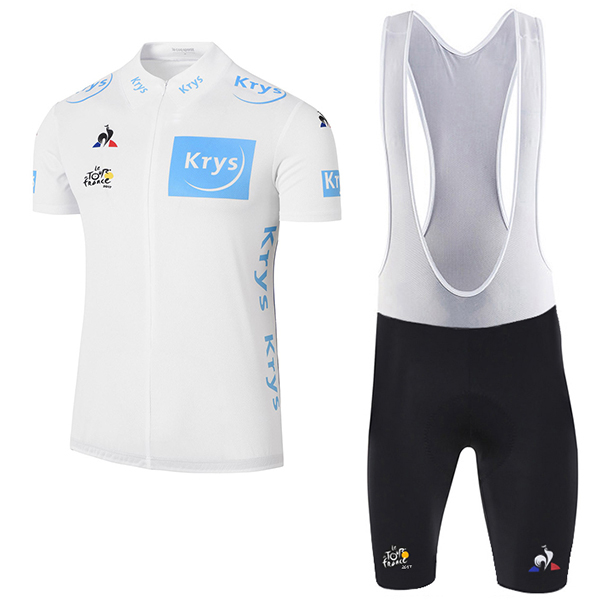 2017 Tour de France Weiß Fahrradbekleidung Satz Radtrikot Kurzarm+Kurz Trägerhose Radtrikot De