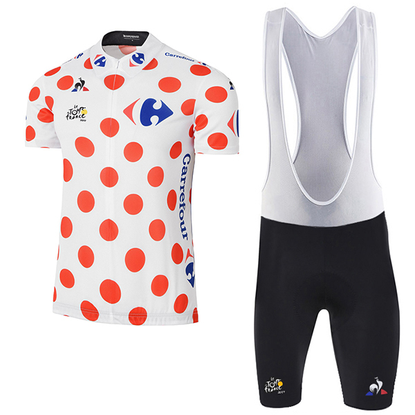 2017 Tour de France Polka Dot Fahrradbekleidung Satz Radtrikot Kurzarm+Kurz Trägerhose Radtrikot De